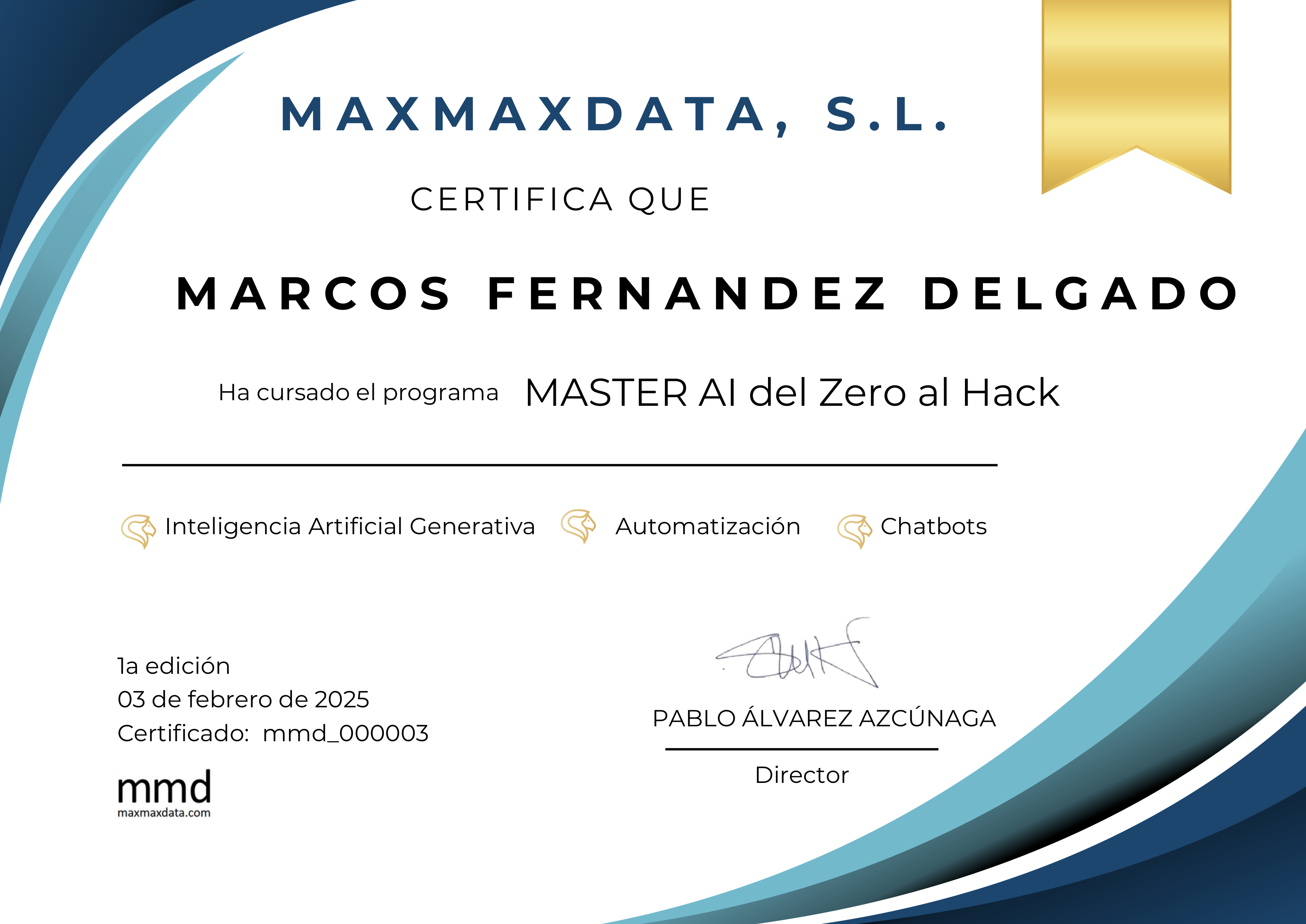 Diploma de Marcos Fernández