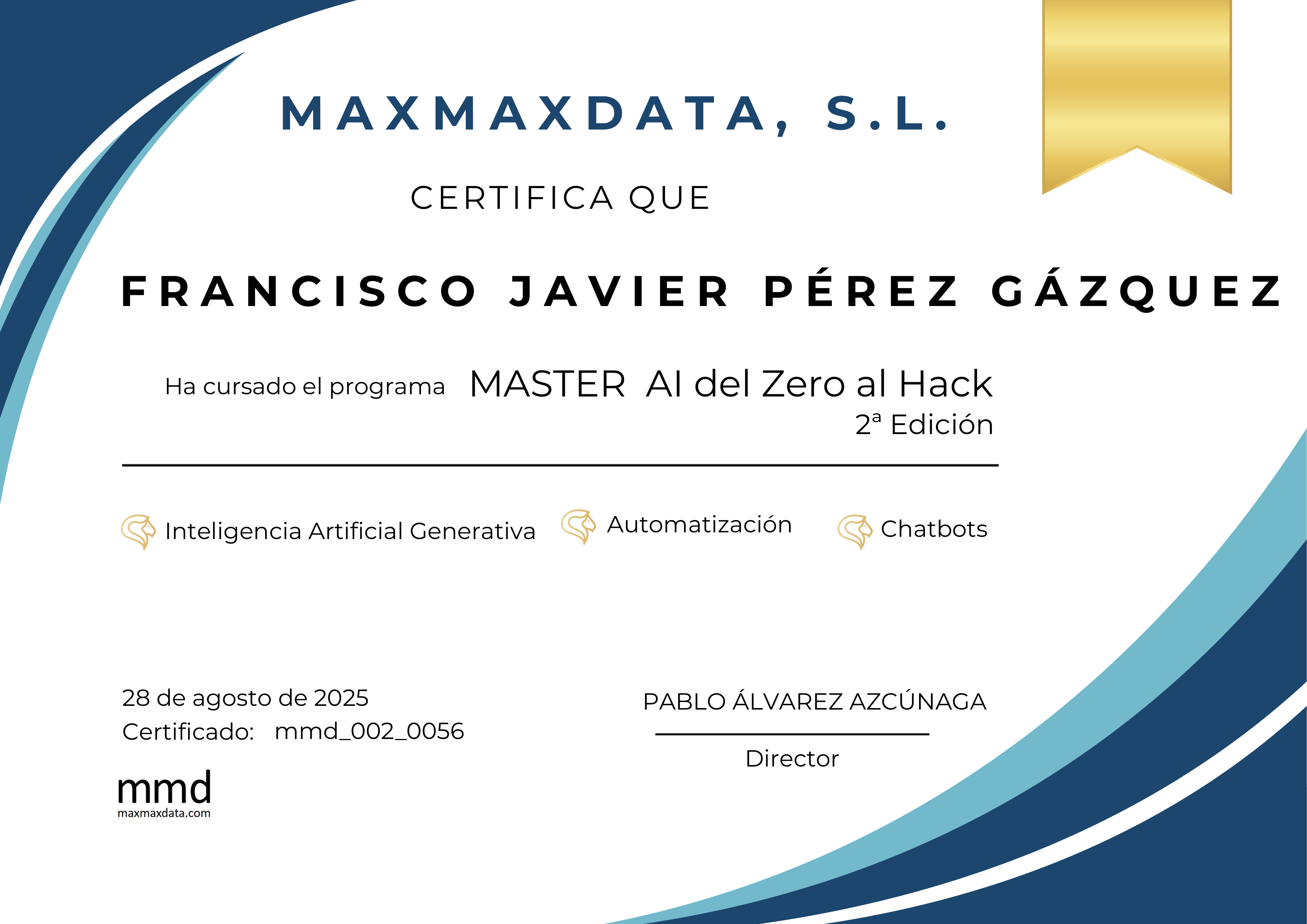 Diploma de Francisco Javier Pérez Gázquez
