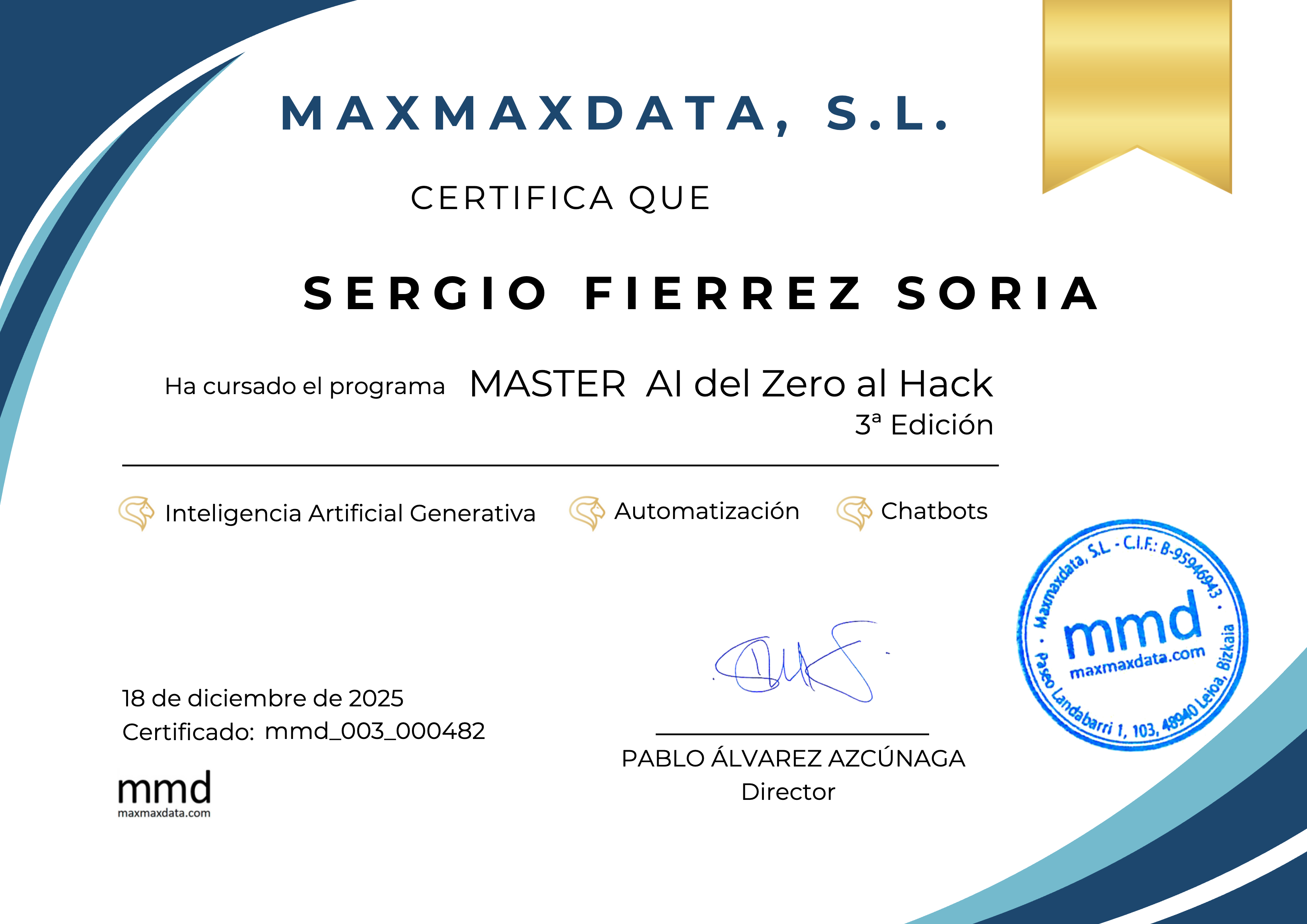 Diploma de Sergio Fierrez Soria